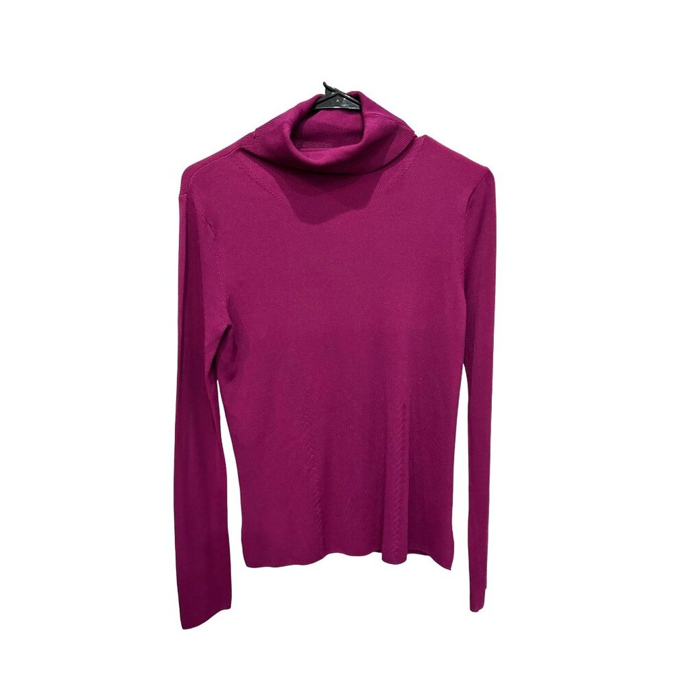 C'est City Womens Knit Turtleneck Sweater Magenta Sz S